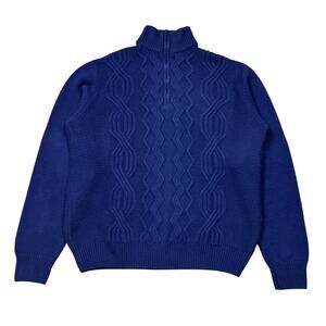Loro Piana Baby Cashmere Suede Cable Knit 1/4 Zip Pullover Sweater Men's 56